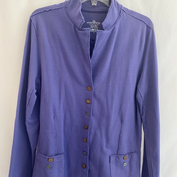 White Lotus Lifestyle Purple Long Sleeve Button Down Jacket Pockets Large - Picture 2 of 16